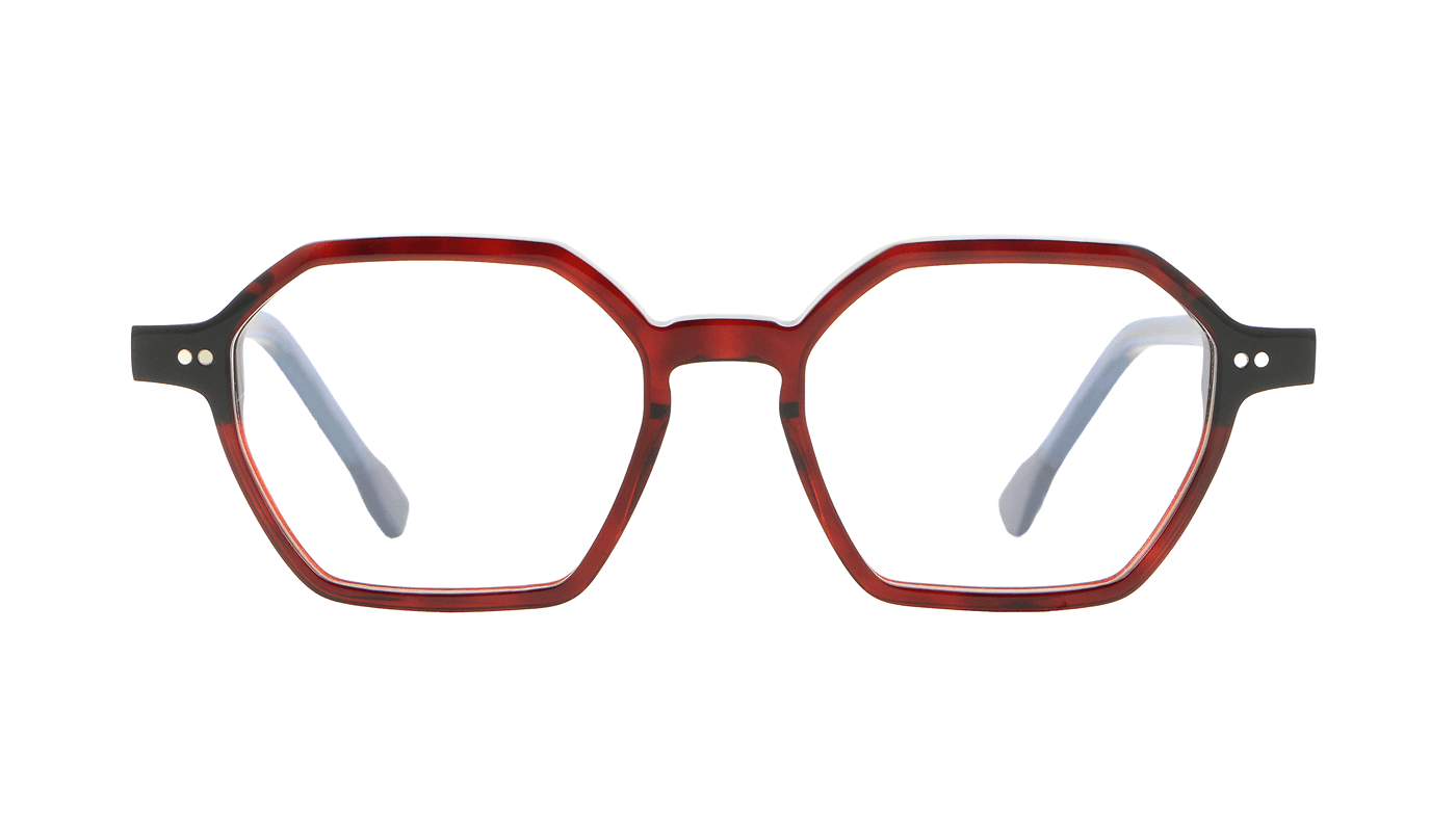 V3172 A102 Transparent Red Havana/Solid Blue Details/Transparent Blue Temple