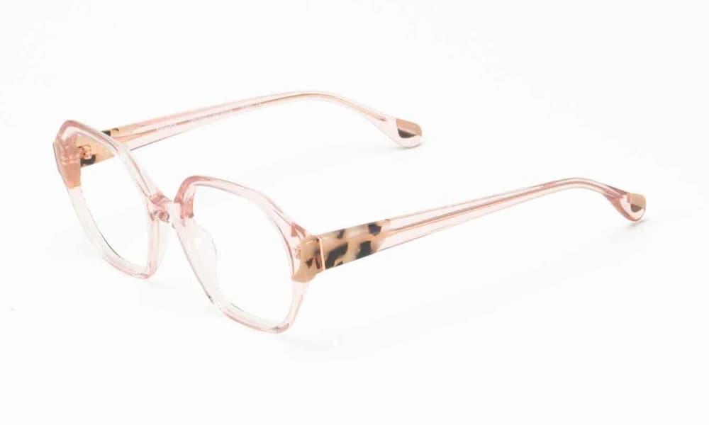 Woodys Magnolia optical frame with a polygonal Italian acetate front and smooth edges