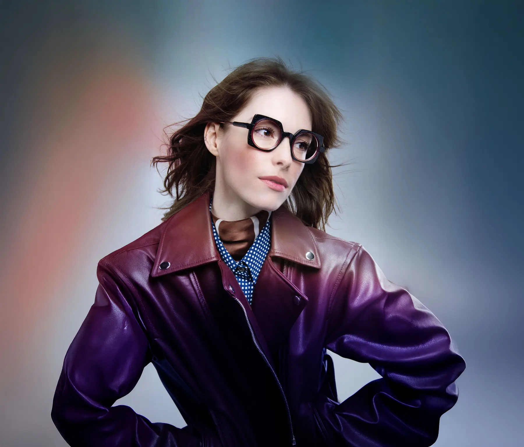 J.F. Rey Designed to Fit optical campaign image with a model wearing bold eyewear