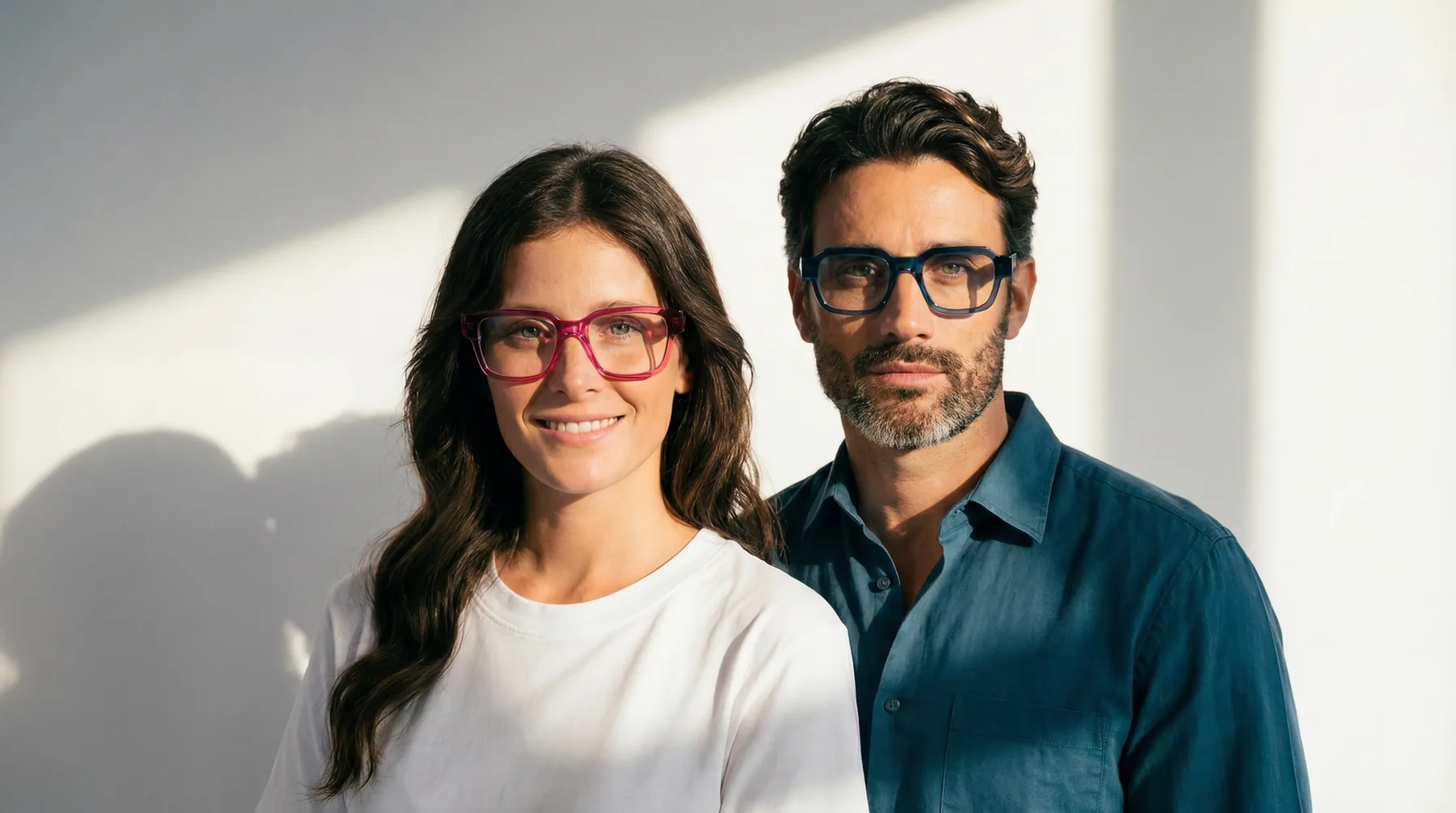 Mad in Italy January 2026 optical campaign image with two models wearing eyewear