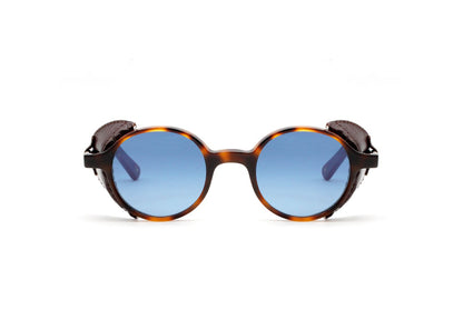 Reunion Flap S48 C39 Havana Maculato/Brown Leather Flap (Blue HD Gradient (Base 2)) (5356)