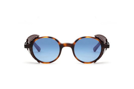 Reunion Flap S48 C39 Havana Maculato/Brown Leather Flap (Blue HD Gradient (Base 2)) (5356)