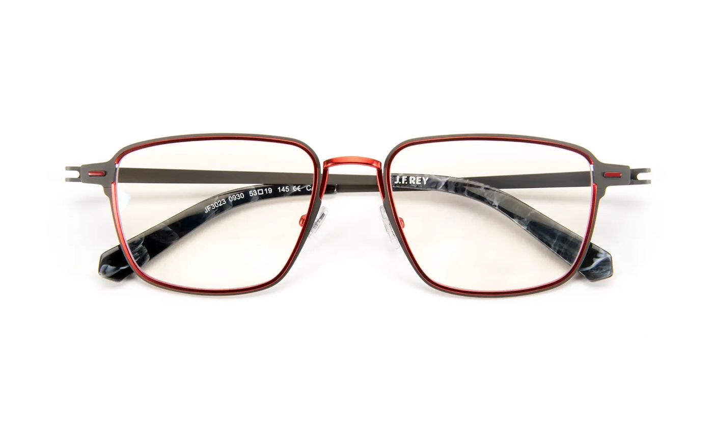 JF3023 C0930 Gunmetal Satin/Red