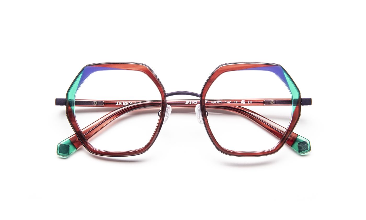 JF3102 C3641 Horn Burgundy/Green/Blue